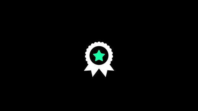 Award Ribbon Badge Icon with Star. Achievement Certificate, Premium Quality Seal, Best Choice Award, Excellence Recognition, Winner Medal Symbol, Modern Flat UI Icon on White Background