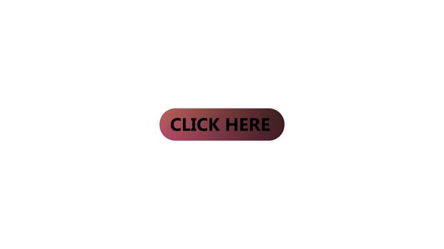 Click Here Button Animation. Gradient Call to Action Button, Interactive Web UI Element, Click Here Text, Website Navigation, Modern Flat Motion Graphic Isolated on White Background