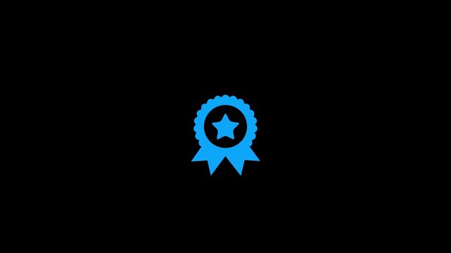 Award Ribbon Badge Icon with Star. Achievement Certificate, Premium Quality Seal, Best Choice Award, Excellence Recognition, Winner Medal Symbol, Modern Flat UI Icon on White Background