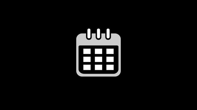 Blue Calendar Icon Animation. Event Schedule, Date Reminder, Planner Organizer, Appointment Calendar, Monthly Timetable, Business Planning, Modern Flat UI Motion Graphic on Black Background