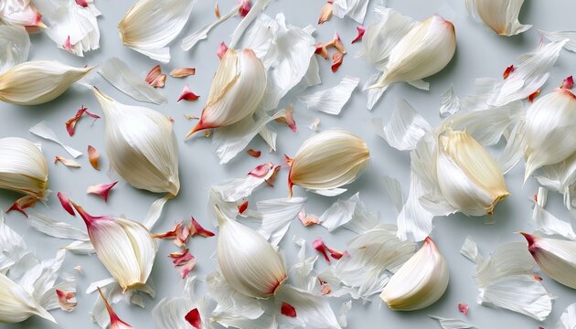 Close-Up Still Life of Fresh Garlic Cloves with Oil Sheen, Capturing Flavor and Vibrant Colors