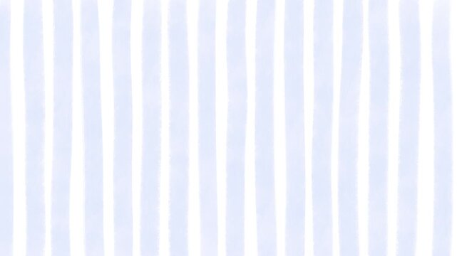 Pastel blue vertical stripes seamless loop animated background. Cute seamless loop video animation for nursery, baby shower, or kids content. Hand drawn watercolor vertical stripes background.