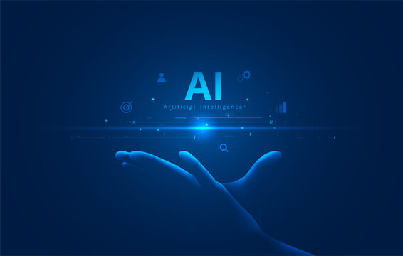 AI artificial intelligence technology future with virtual hand digital innovation concept vector illustration