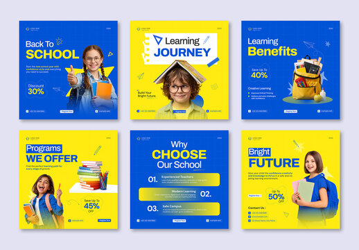 Colorful Back-to-School Social Media Layout