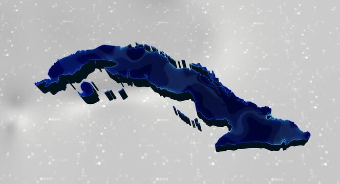 Cuba 3d Map Reflected Animation With Digital Background
