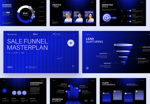 Sales Funnel Masterplan Presentation Template for Business Strategy and Marketing Slide Deck