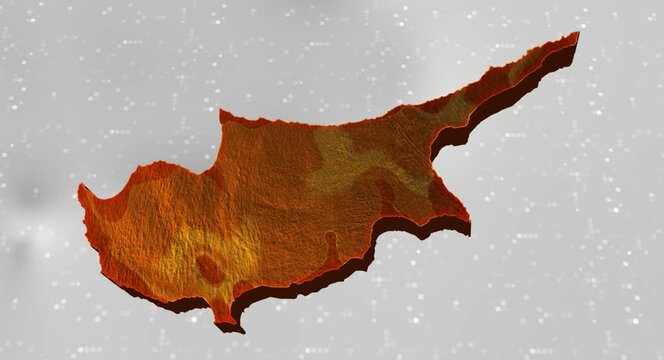 Cyprus 3d Map Reflected Animation With Digital Background
