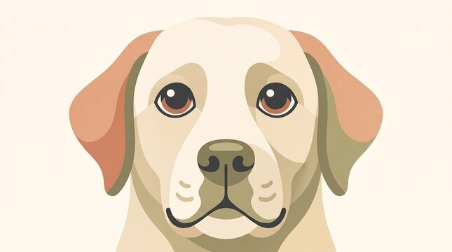 Minimalist Labrador Dog Face Vector Portrait Illustration