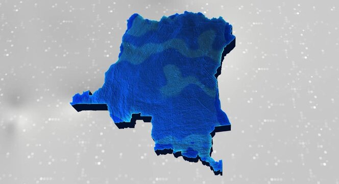 Democratic Republic Of Congo 3d Map Reflected Animation With Digital Background
