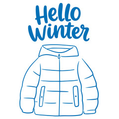 Warm puffer jacket seasonal clothing vector icon © Irina 