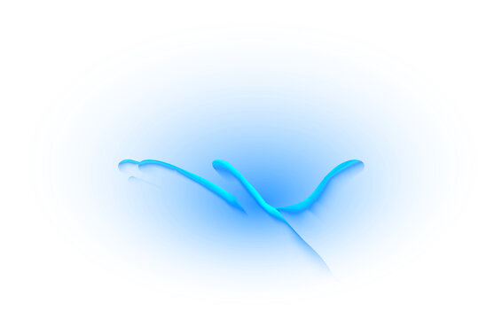 Blue glowing digital hologram hand abstract technology light for futuristic cyber concept isolated on transparent background