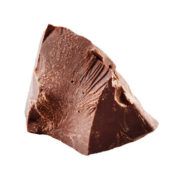 Roughly broken dark chocolate piece isolated on transparent background