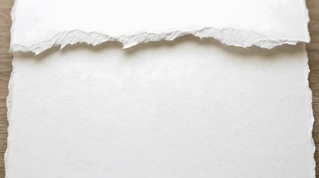Blank White Paper Texture with Torn Ripped Edge for Creative Backgrounds and Note Mockups