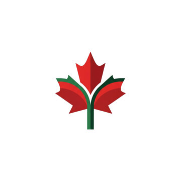 Stylized Maple Leaf Logo with Red and Green Colors.