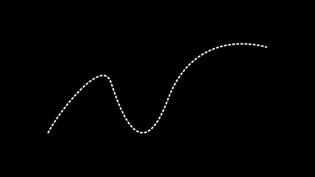 Tracking location, animated dash line graphic on transparent background. Dotted line path for navigation, journey, and direction with Alpha Channel in 4K 