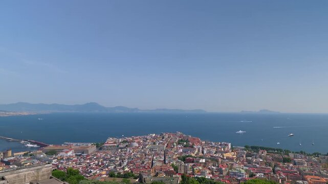 Panoramic timelapse video of the Gulf of Naples seen from Sant'Elmo Castle on Vomero hill on a sunny day.