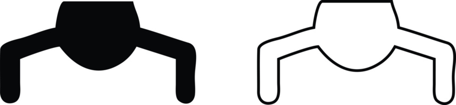 Virtual reality smart VR glasses or neck band headset silhouette and outline icon set isolated on white background