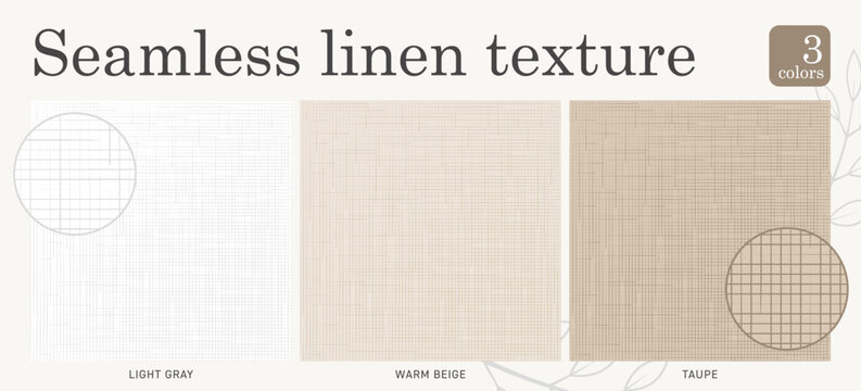 Burlap linen textures set of seamless cotton fiber