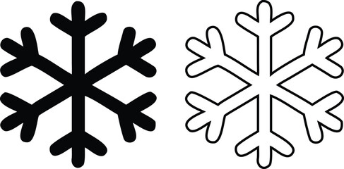 Winter season snowflake silhouette and outline icon set isolated on white background © RoshonAra