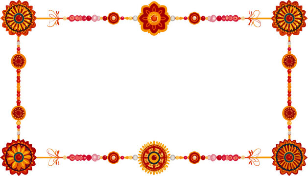Festive rakhi border with colorful beads and floral motifs