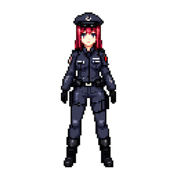Pixel Art Red-Haired Special Forces Police Officer