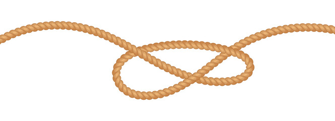 Obraz premium Overhand rope knot, vector marine string pattern