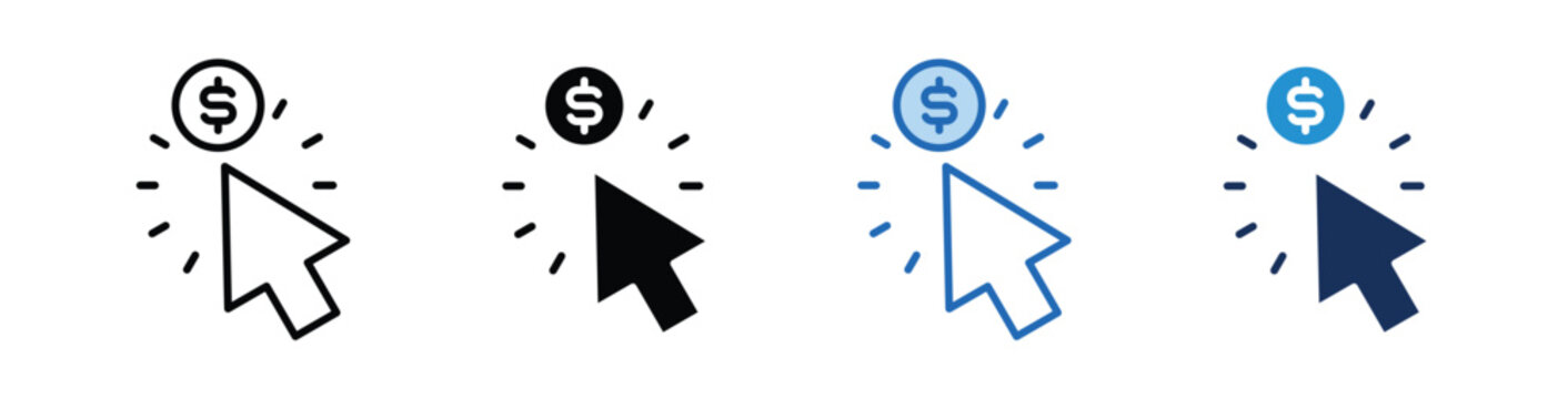 Pay Per Click  Icon Collection With Multiple Styles