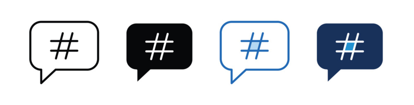 Hashtag  Icon Collection With Multiple Styles