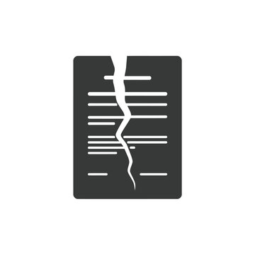 Broken document silhouette black and white graphic design