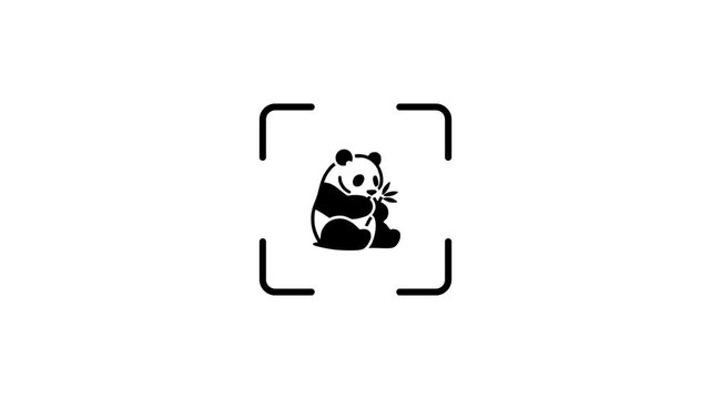 Panda logo scanned by digital scanner with green light motion effect.