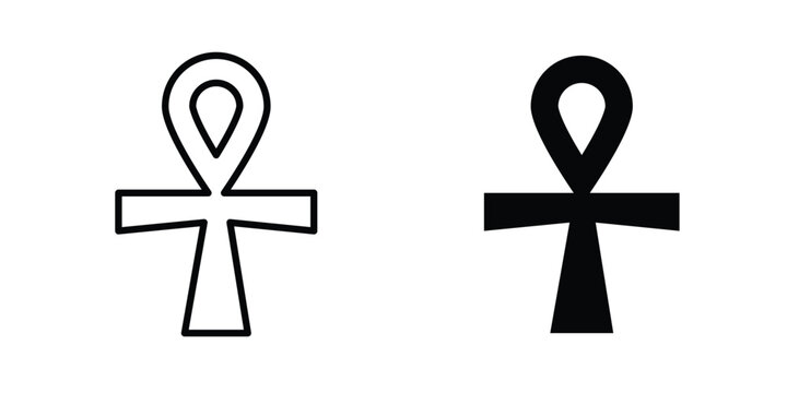 Ankh icon simple drawings set