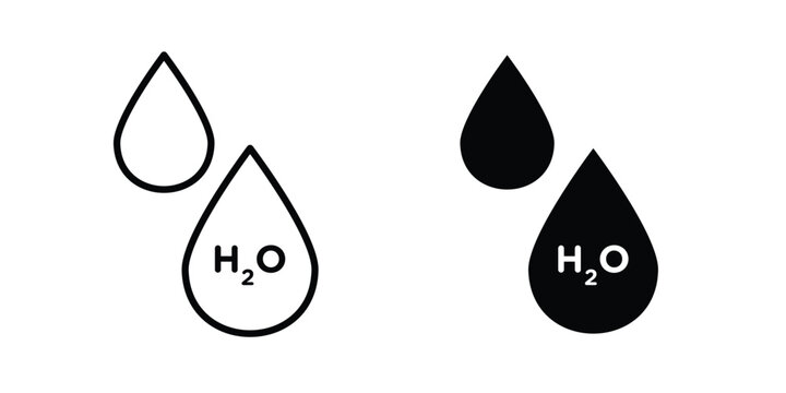 H2o icon simple drawings set