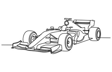 Obraz premium Continuous single line drawing of a fast formula one race car Vector, illustration
