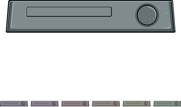 audio blu ray player cartoon. entertainment dvd, technology video audio blu ray player sign colorful illustration