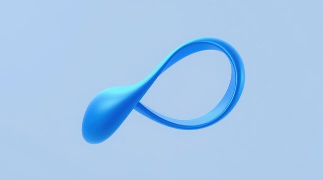 Abstract 3D blue mobius strip shape on light blue with abstract, infinite