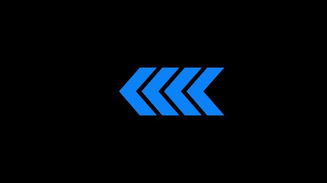 Blue Chevron Arrows Pointing Left on Black Background image photo