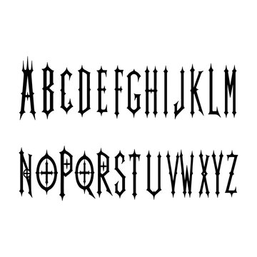 Alphabet letters uppercase typography chart for design projects. Bold black capital font display for branding and educational materials.