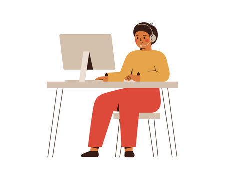 Boy playing computer game at home. School Child has game addiction. Teenager hobby and leisure activity. Flat vector cartoon isolated illustration