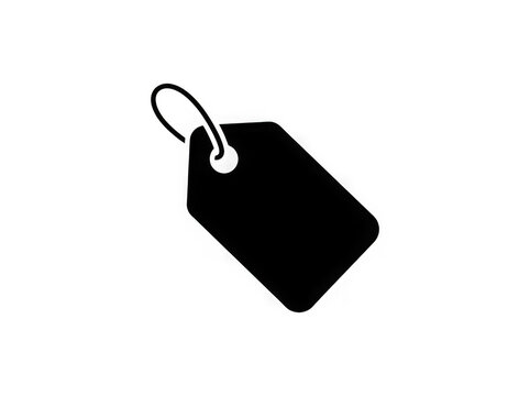 Black price tag with metal loop isolated isolated on transparent background