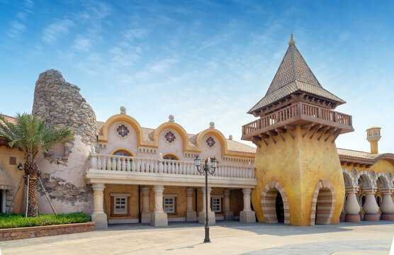 Architectural structures with unique styles on Ocean Flower Island