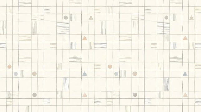 Minimalist hand drawn grid pattern with subtle geometric shapes