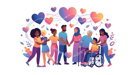 Fototapeta premium Diverse group of people supporting each other with love and kindness.
