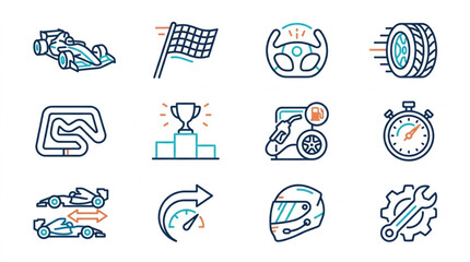 Obraz premium Collection of racing sport icons and symbols.