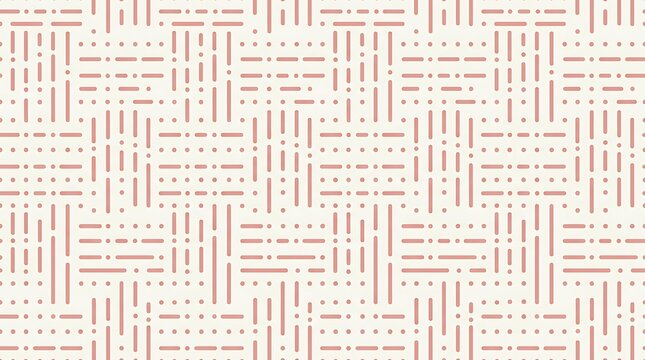 Seamless geometric pattern with dashed lines and dots in soft pink