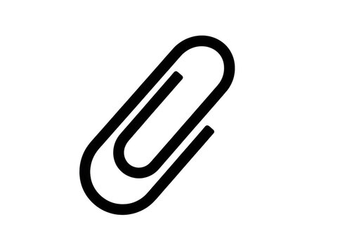 Simple black metal paper clip icon
