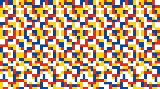 Abstract geometric pattern with primary color blocks and squares