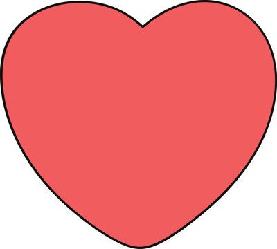Minimal Red Heart Cartoon Clipart Cute Solid Love Shape For Valentine Greeting Card