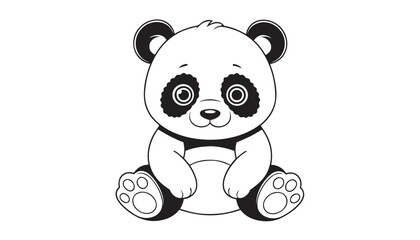 Cute cartoon baby panda bear sitting isolated on white background drawing style vector illustration for children book page design or creative craft project or coloring. © Riazhasan444