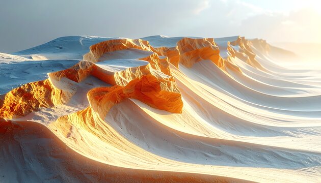 Sand dunes in desert landscape formation.