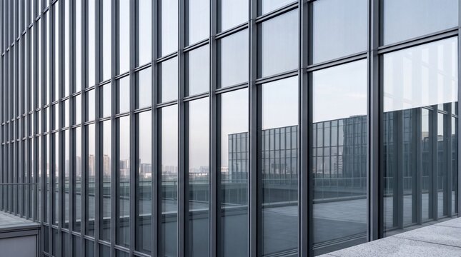 Modern Glass Facade Building Reflecting Cityscape